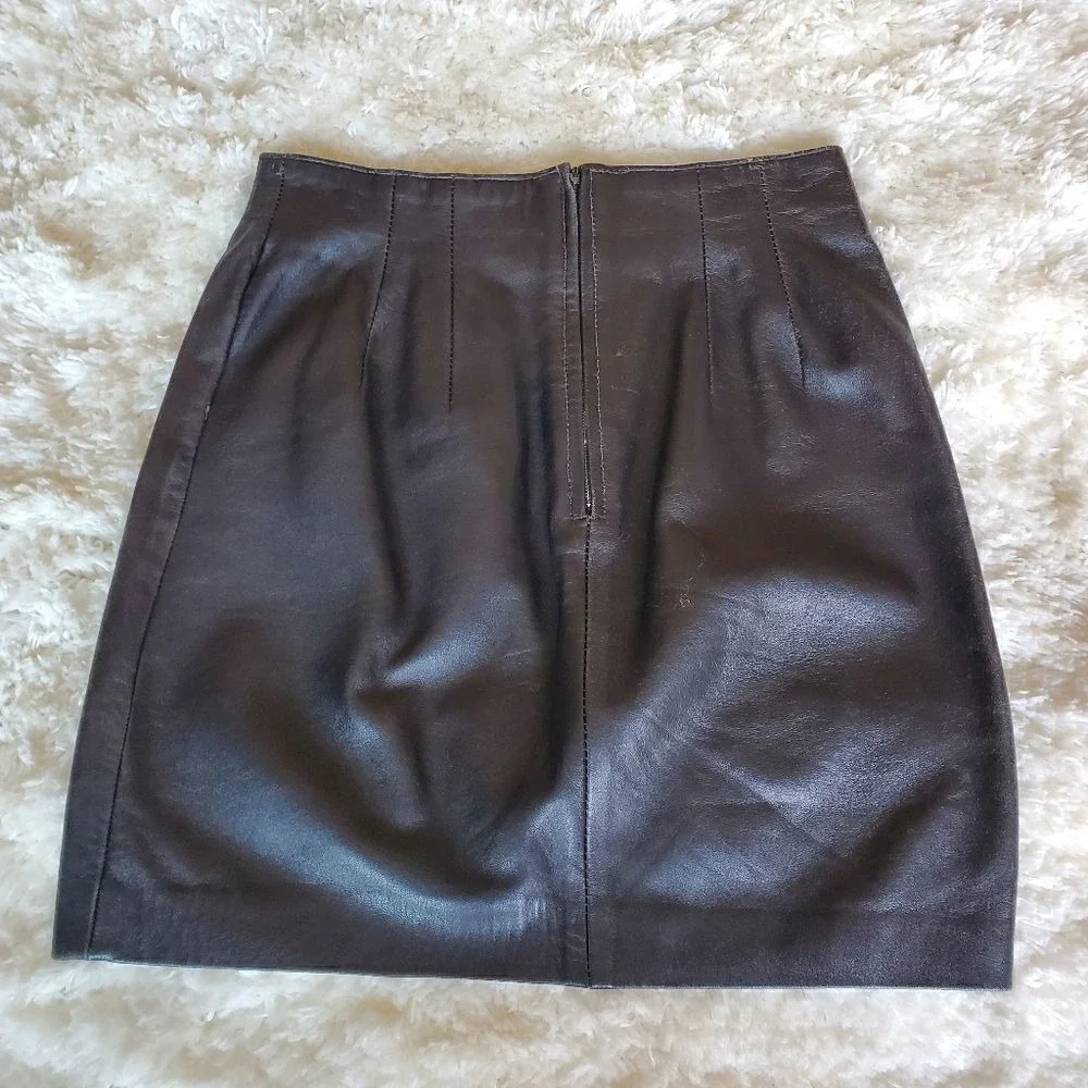 CEDARS‎ Vintage Women's Leather Skirt Size Small Black